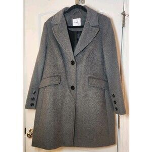 SAM EDELMAN Wool Blend Long Coat Women's 16 Charcoal Gray